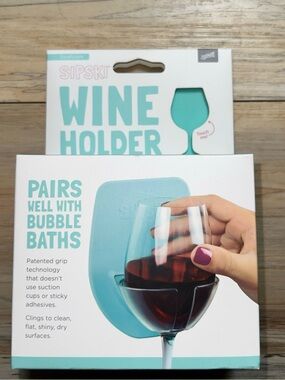 NEW-Silicone Green Wine Glass Holder for Bath & Shower, No Adhesive Needed